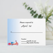 Multi Kleur Motor & Vlammen Bruiloft RSVP Kaart (Staand voorkant)