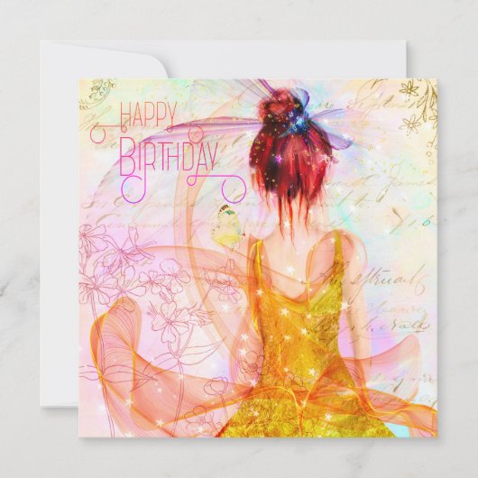 Multi Kleur Mystiek Meisje Gelukkige Verjaardag Kaart (Voorkant)