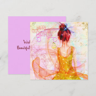 Multi Kleur Mystiek Meisje Gelukkige Verjaardag Kaart