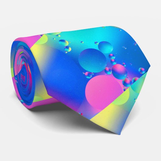 Multi kleur Neon Abstract met bubbels Stropdas (Opgerold)
