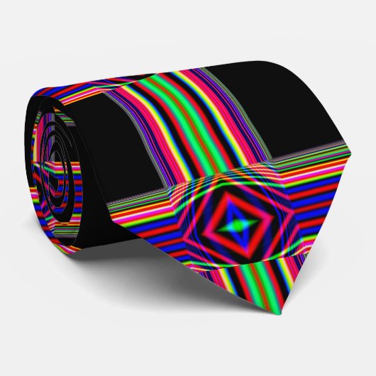 Multi kleur neon streep en diamant stropdas (Opgerold)