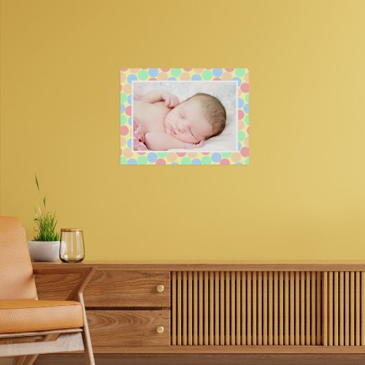 Multi-Kleur Pastel Stippen Patroon Aangepaste Baby Poster (Woonkamer 2)