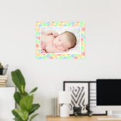 Multi-Kleur Pastel Stippen Patroon Aangepaste Baby Poster (Thuiskantoor)