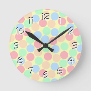 Multi-Kleur Pastel Stippen Patroon Ronde Klok
