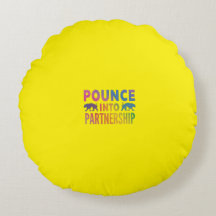 Multi kleur "Pounce into Partnership" woordprint