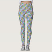 Multi Kleur Preppy Madras Patchwork Stijl Geruit Leggings (Voorkant)