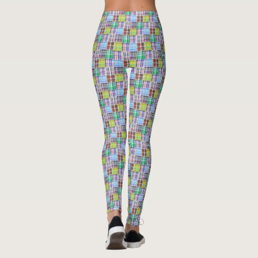 Multi Kleur Preppy Madras Patchwork Stijl Plaid Leggings (Achterkant)