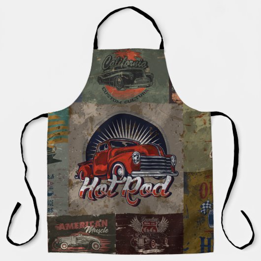 Multi Kleur Retro Auto Schort (Voorkant)