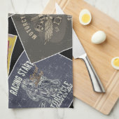 Multi Kleur Retro Auto Theedoek (Quarter Fold)