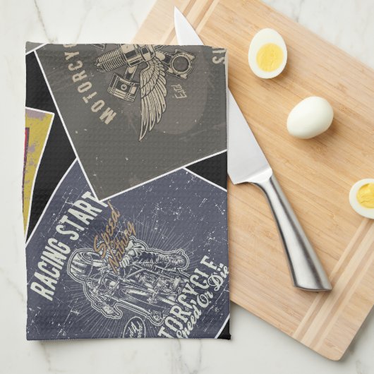 Multi Kleur Retro Auto Theedoek (Quarter Fold)