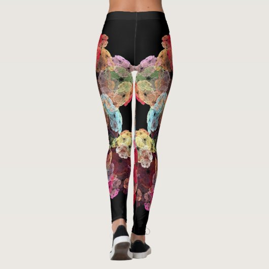 Multi kleur spatten op zwarte achtergrond leggings (Achterkant)