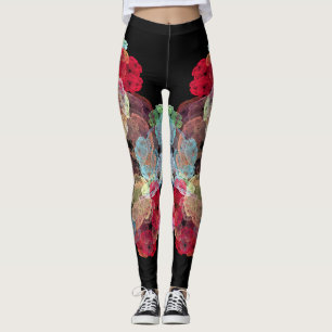 Multi kleur spatten op zwarte achtergrond leggings
