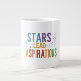 Multi kleur "Star Aspirants aspiratie" woordprint Grote Koffiekop
