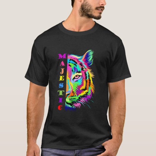 Multi kleur tijger ontwerp t-shirt (Voorkant)