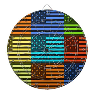 Multi-Kleur USA Vlag Geruit: Modern Abstracte Ve Dartbord