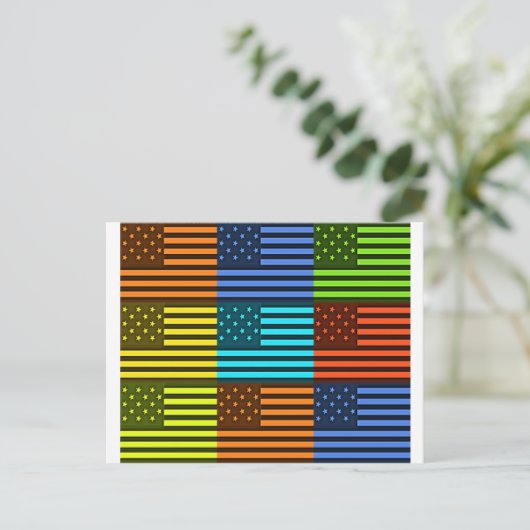 Multi kleur USA vlag geruit vector patroon kunst Briefkaart (Staand voorkant)