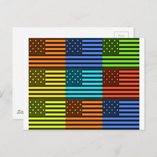 Multi kleur USA vlag geruit vector patroon kunst Briefkaart (Voorkant / Achterkant)