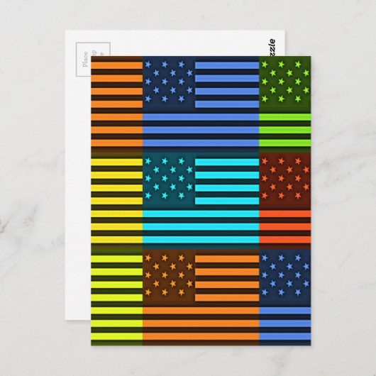 Multi kleur USA vlag geruit vector patroon kunst Briefkaart (Voorkant / Achterkant)