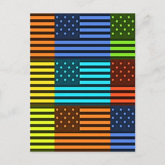 Multi kleur USA vlag geruit vector patroon kunst Briefkaart (Voorkant)