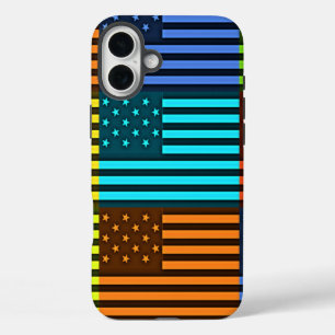 Multi kleur USA vlag geruit vector patroon kunst iPhone 16 Plus Hoesje