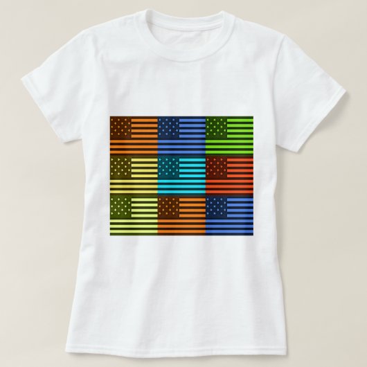 Multi kleur USA vlag geruit vector patroon kunst T-shirt (Design voorkant)