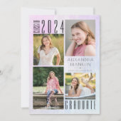 Multi-Kleur Waterverf Aquarel 4 Foto Afstuderen Aankondiging (Voorkant)