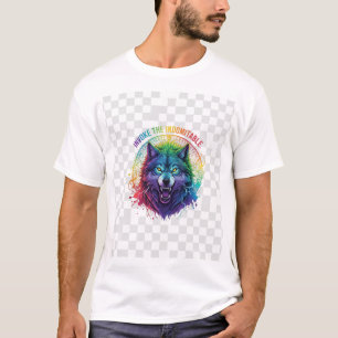 Multi-Kleur Wolf Roep de Onbedwingbare Runic Ci T-shirt