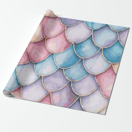 Multi-Kleur Zeemeermin Schubpatroon – Magisch Cadeaupapier (Uitgerold)