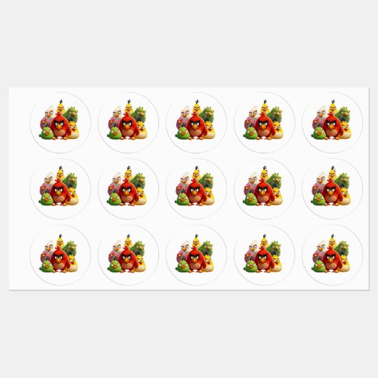 Multi kleuren Angry Birds Labels (Vel)