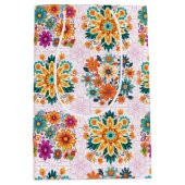Multi-kleuren bloempotten patroon - roze medium cadeauzakje (Voorkant)
