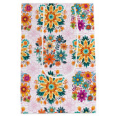 Multi-kleuren bloempotten patroon - roze medium cadeauzakje (Achterkant)
