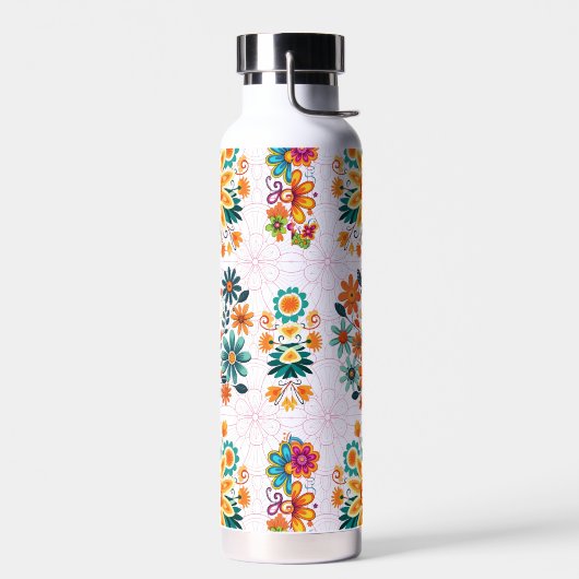 Multi-kleuren bloempotten patroon - roze waterfles (Links)