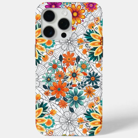 Multi-kleuren bloempotten patroon. zwart Case-Mate iPhone case (Achterkant)