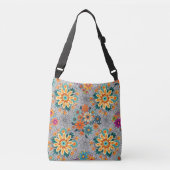 Multi-kleuren bloempotten patroon. zwart Grijs BG Crossbody Tas (Voorkant)