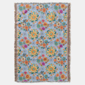 Multi-kleuren bloempotten patroon. zwart L Blauw B Deken (Voorkant Verticaal)