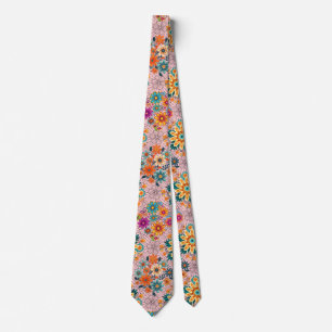 Multi-kleuren bloempotten patroon. zwart stropdas