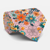 Multi-kleuren bloempotten patroon. zwart stropdas (Opgerold)