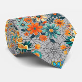 Multi-kleuren bloempotten patroon. zwart stropdas (Opgerold)