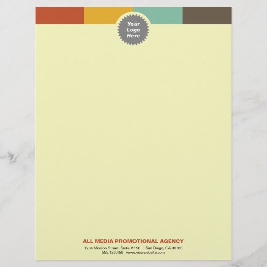 Multi kleurenbalk aangepaste cirkel logo professio persoonlijk briefhoofd (Voorkant)