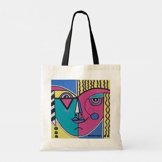 Multi-kleurige Abstracte Portret Tote Bag (Achterkant)