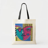 Multi-kleurige Abstracte Portret Tote Bag (Voorkant)