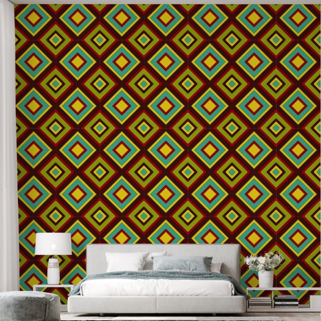Multi‑Kleurige Diagonale Strepen Behang – Modern (Slaapkamer)