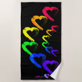 Multi Kleurige Hartjes Strandhanddoek Strandlaken (Voorkant)