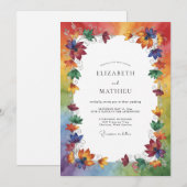 Multi-kleurige herfstbladeren bruiloft kaart (Voorkant / Achterkant)