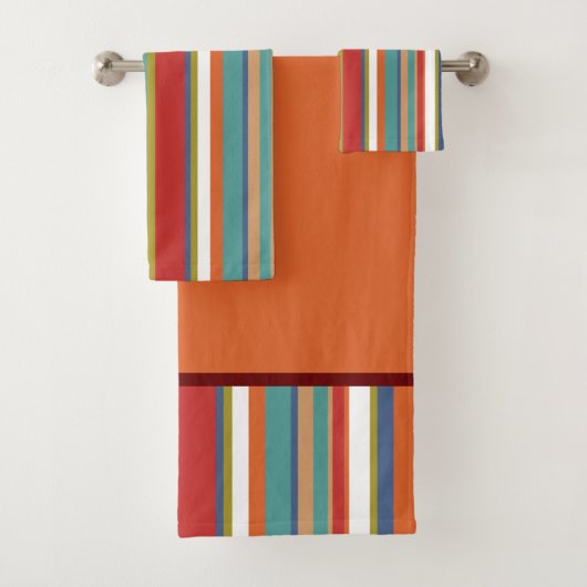 Multi Kleurige Streep Patroon Bad Handdoek (Insitu)