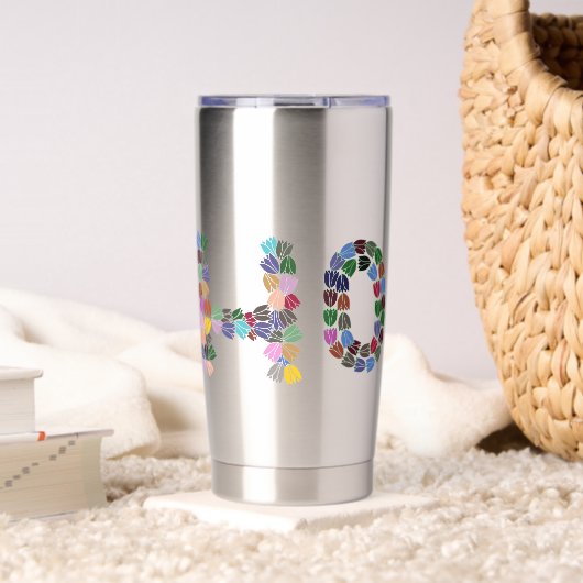 Multi-kleurige Tulp met opschrift “Hope” Geïsoleerde Drinkbeker (Woonkamer (Gedraaid)  )