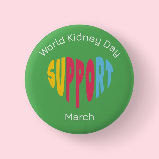 Multi Kleurige - Wereldnierendag Ronde Button 5,7 Cm