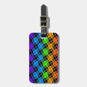 Multi kleurrijke geruite regenboogspiegel afbeeldi bagagelabel (Voorkant verticaal)