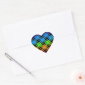 Multi kleurrijke geruite regenboogspiegel afbeeldi hart sticker (Envelop)