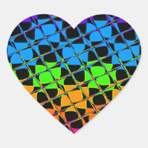 Multi kleurrijke geruite regenboogspiegel afbeeldi hart sticker